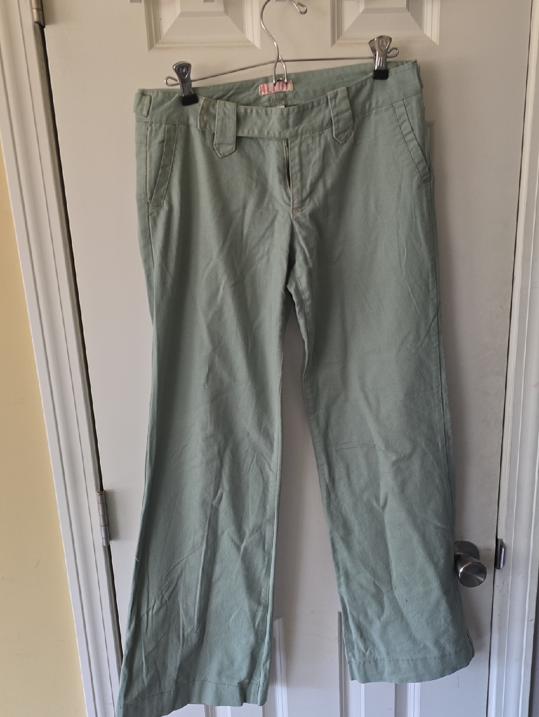 Alloy Women’s/Juniors Light Sage Green Twill Pants- Size 5